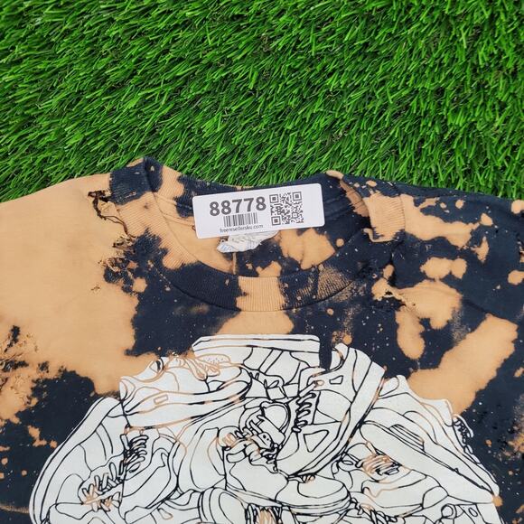 Distressed Skull Shirt Medium 20x24 Bleached Edgy Grunge - Picture 11 of 15